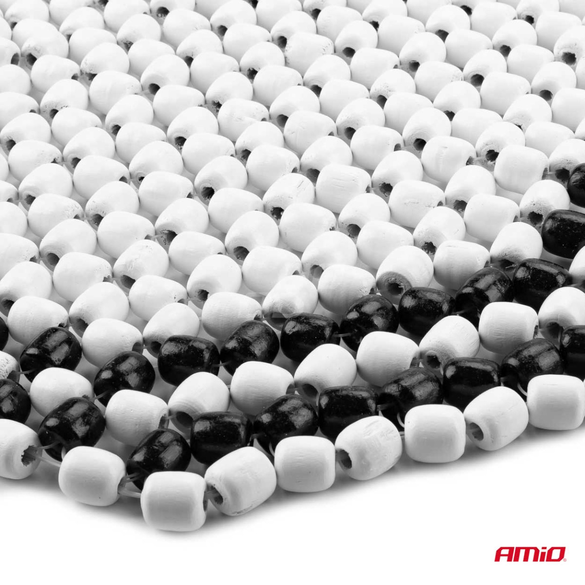 Holzperlen-Autositzmatte 128 x 38 cm - schwarz / hellcreme