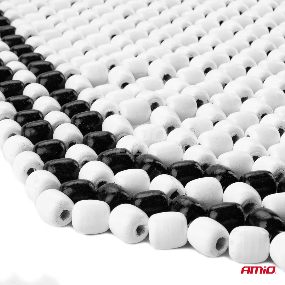 Holzperlen-Autositzmatte 128 x 38 cm - schwarz / hellcreme