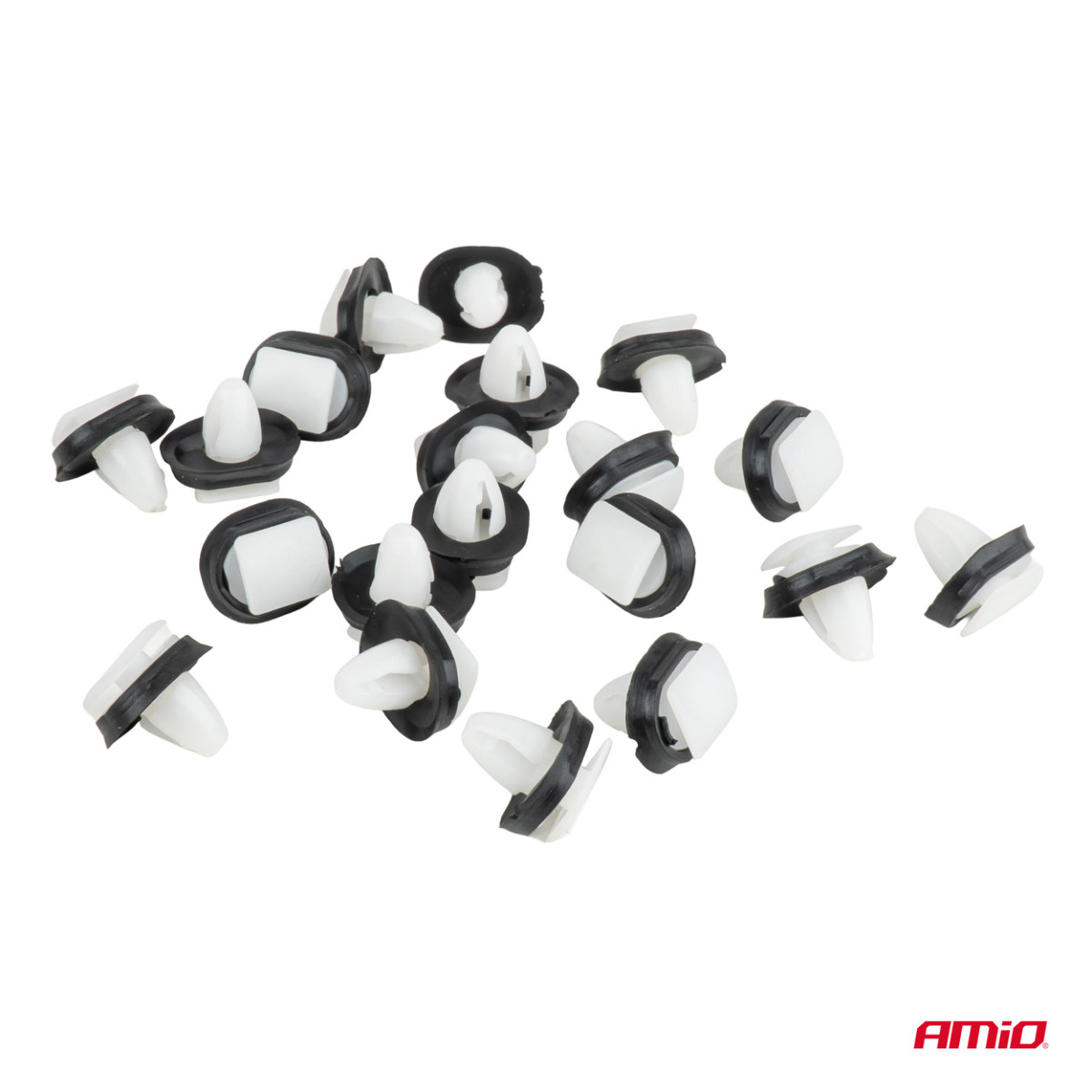 Clips-Set für Seitenleisten mit Gummidichtung Ø 8 mm, 17 mm, 20 Stück, AMIO-05046