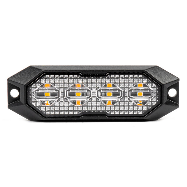 Flache LED-Warnblinkleuchte, orange, 4x3W, R65 R10, 12V/24V, IP6K9K AMIO-03929