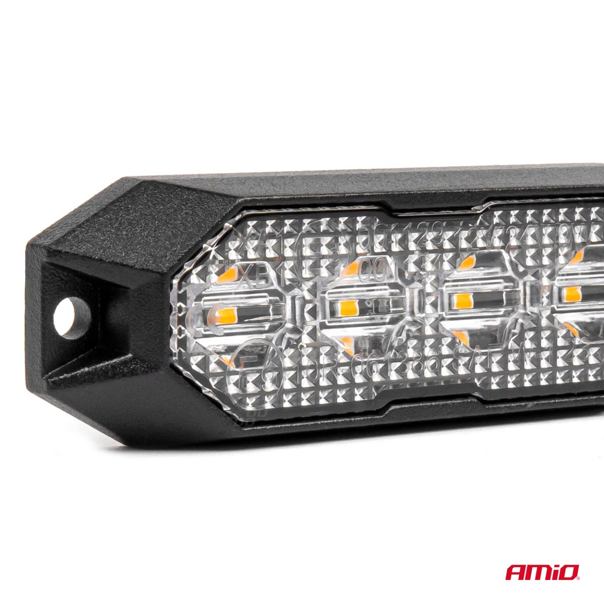 Flache LED-Warnblinkleuchte, orange, 4x3W, R65 R10, 12V/24V, IP6K9K AMIO-03929