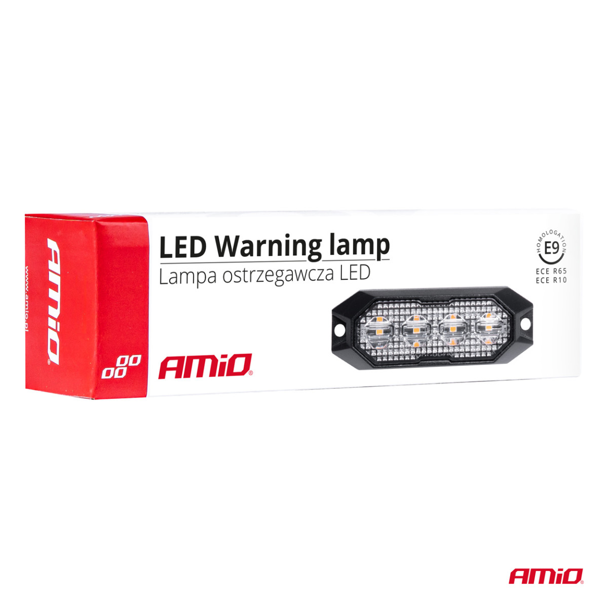Flache LED-Warnblinkleuchte, orange, 4x3W, R65 R10, 12V/24V, IP6K9K AMIO-03929