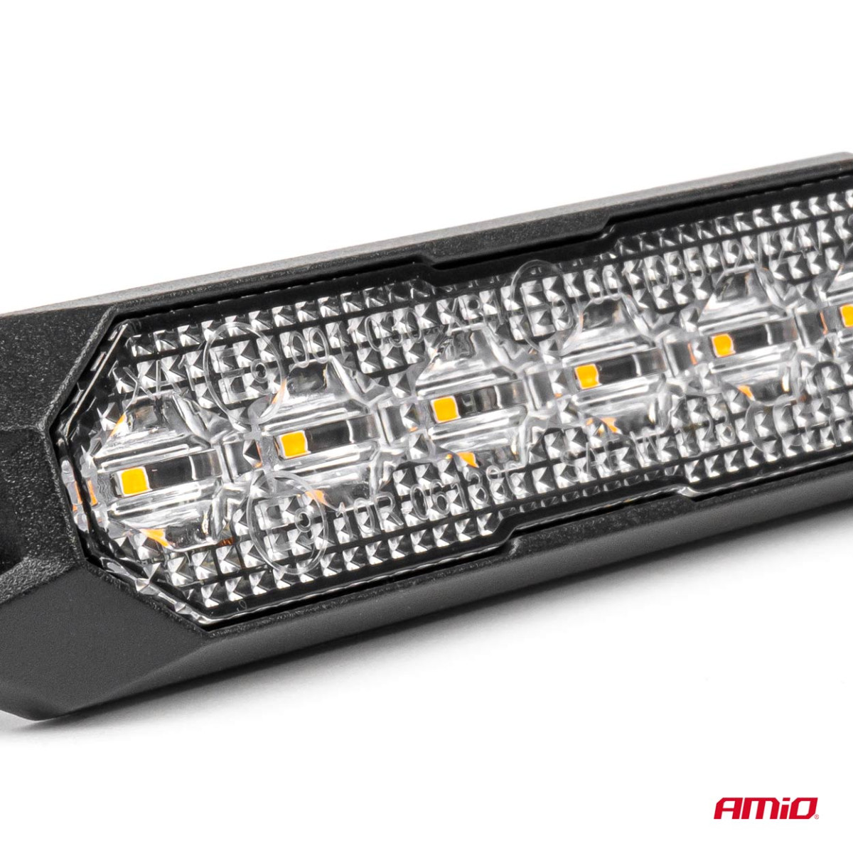Flache LED-Warnleuchte 6x3W 12/24V R65 R10 AMIO-03930