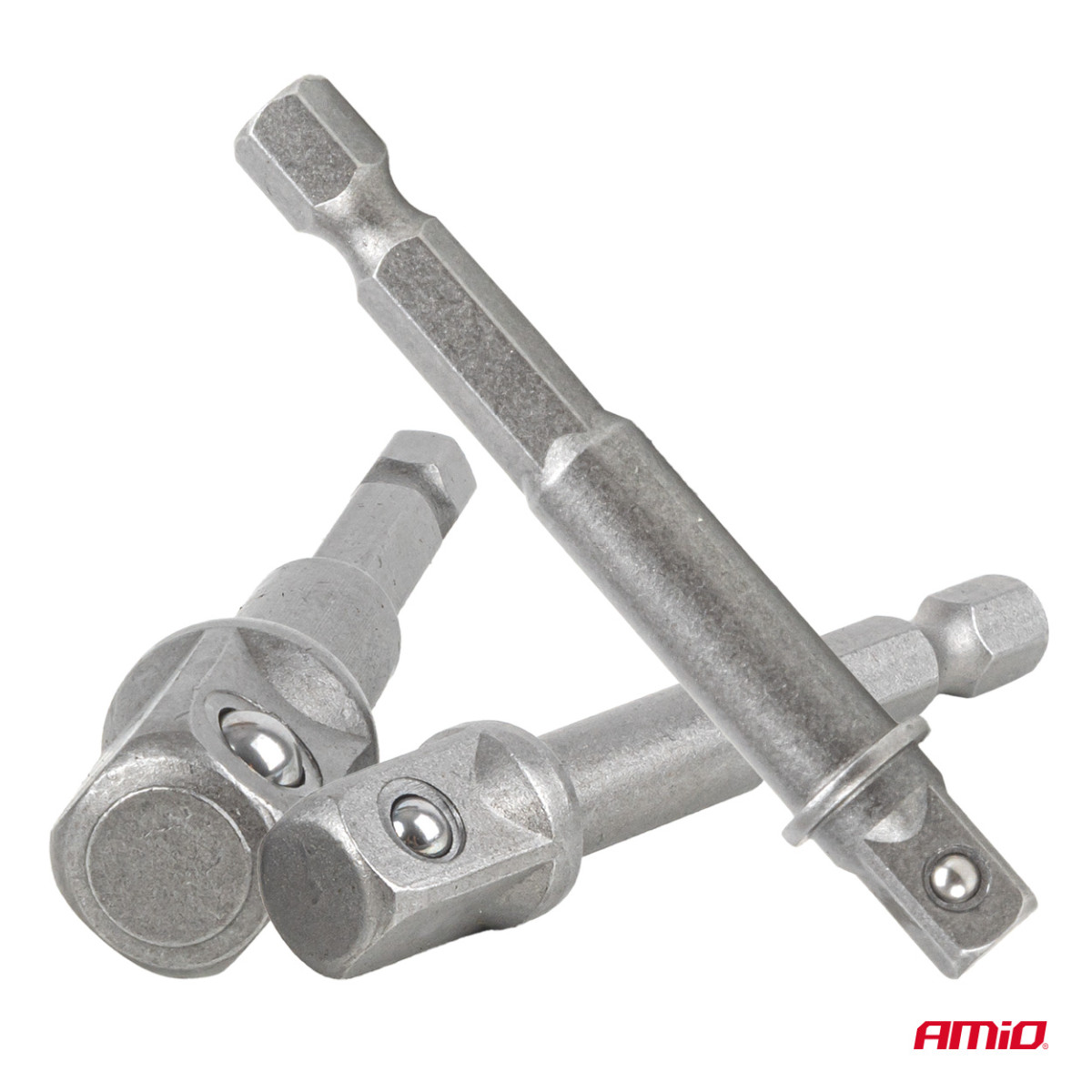 Steckschlüssel-Adapterset für Schraubendreher, 1/4" Sechskant, 1/4" / 3/8" / 1/2", 3-teilig, AMIO-04933