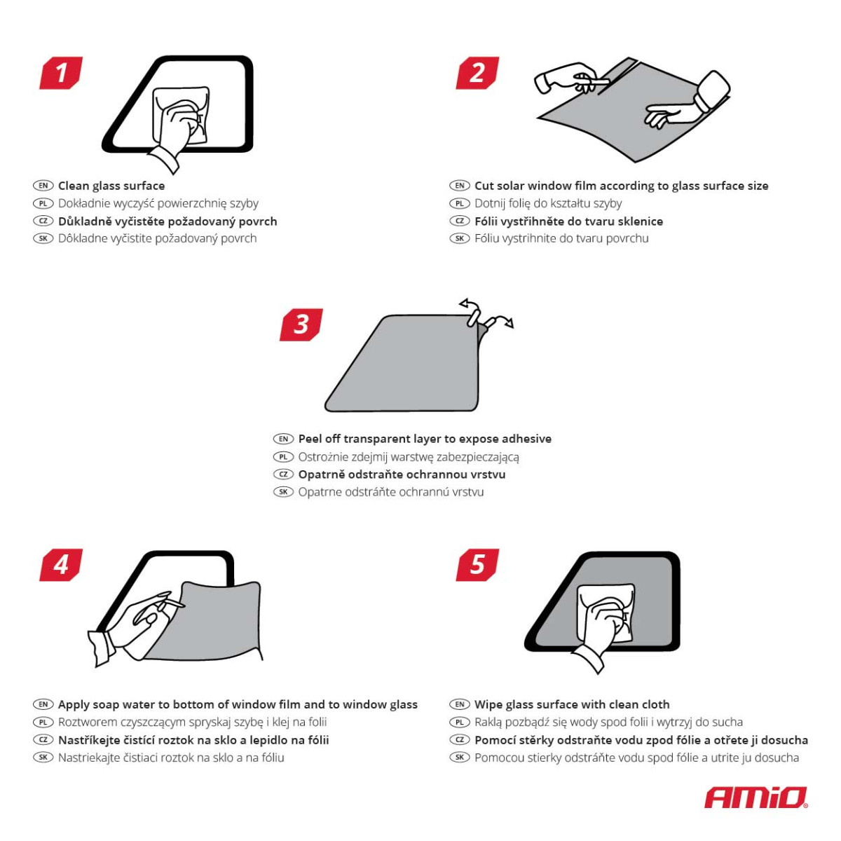 Fenstertönungsfolie Ultra Dunkel Schwarz 1%, 0,5 x 3 m AMIO-02936