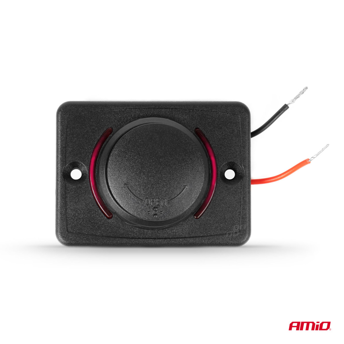 Quadratisches, wasserdichtes Handy-Ladegerät mit roter LED-Beleuchtung, 2xUSB 12/24V AMIO-04230