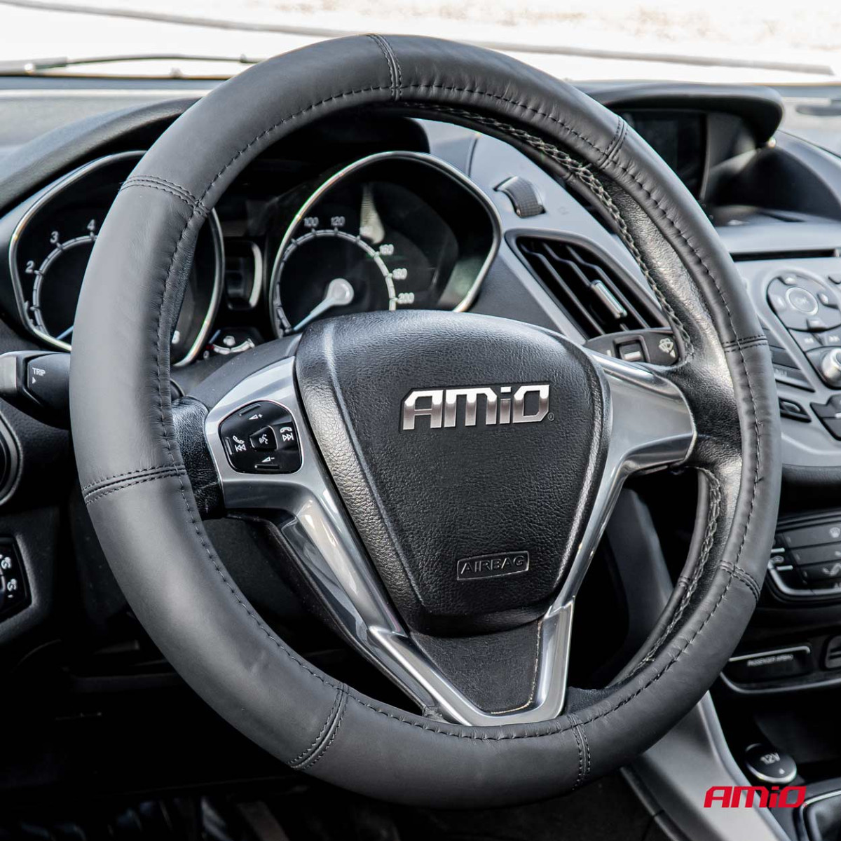 Lenkradbezug 37-39 cm, Echtleder, SWC-48-M