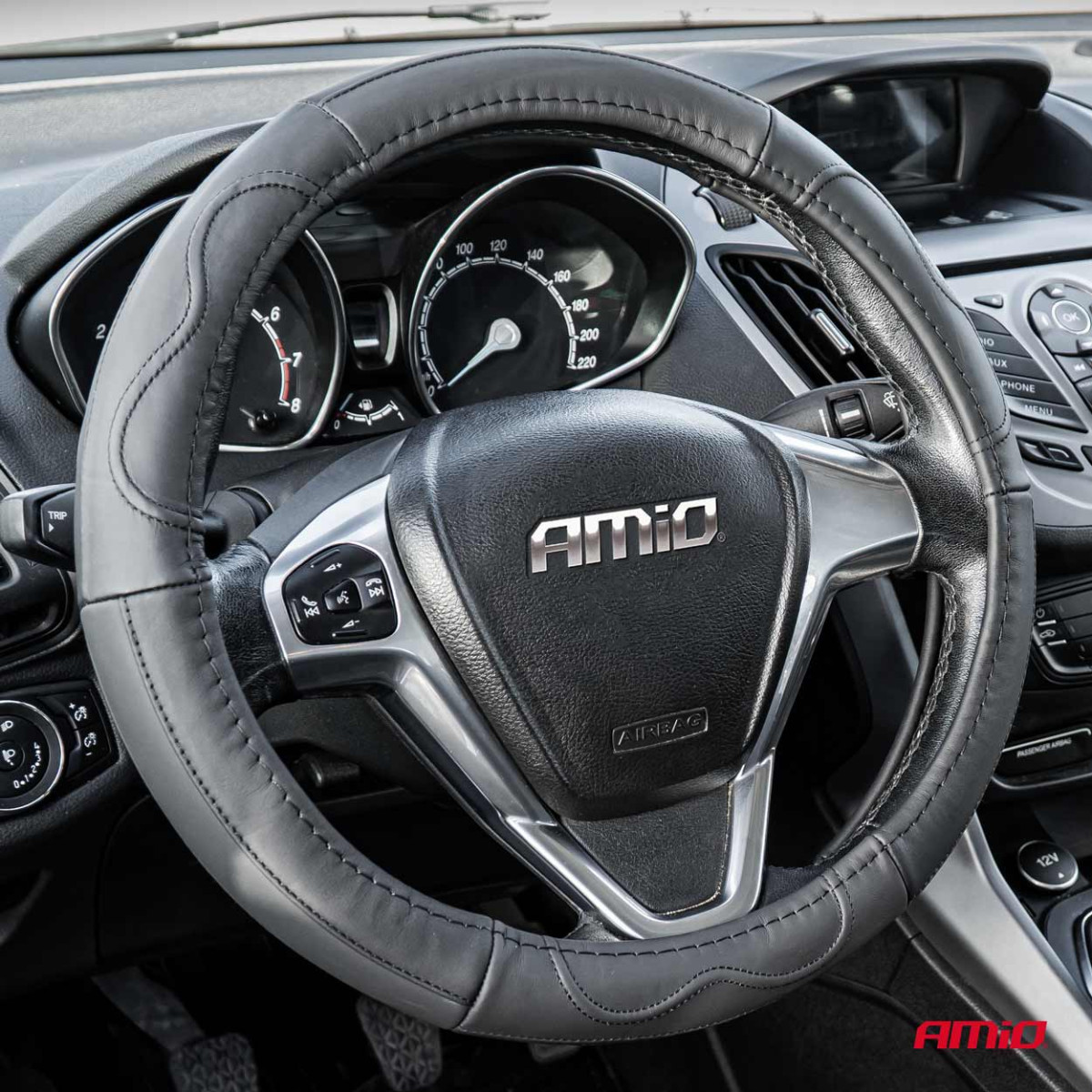 Lenkradbezug 35-37 cm, Echtleder, SWC-49-S