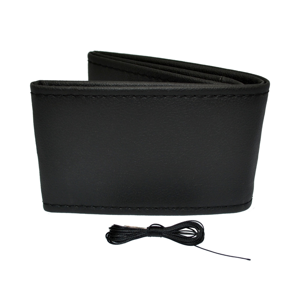 Lenkradbezug mit Nadel und Faden 38-39 cm - schwarz / schwarze Naht