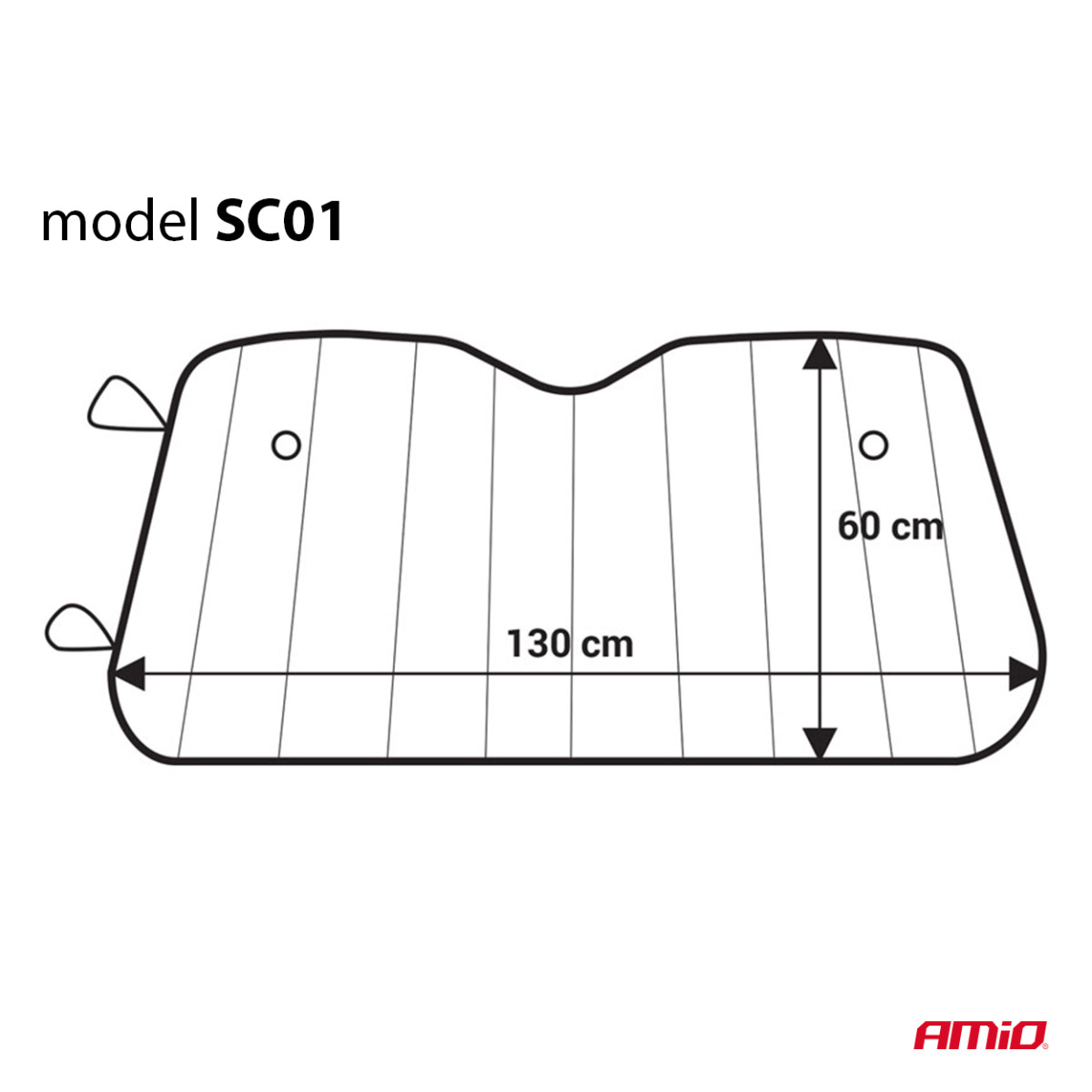 Windschutzscheibenschutz 130x60 cm, silber, PE-Luftpolsterfolie AMIO-01531