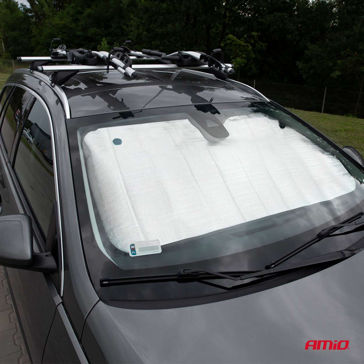 Windschutzscheibenschutz 145x70 cm, silber, PE-Luftpolsterfolie AMIO-01532