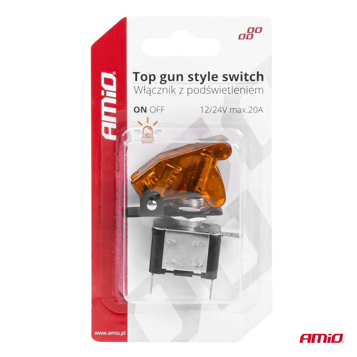 Top Gun Schalter mit orangefarbener Beleuchtung AMIO-03094