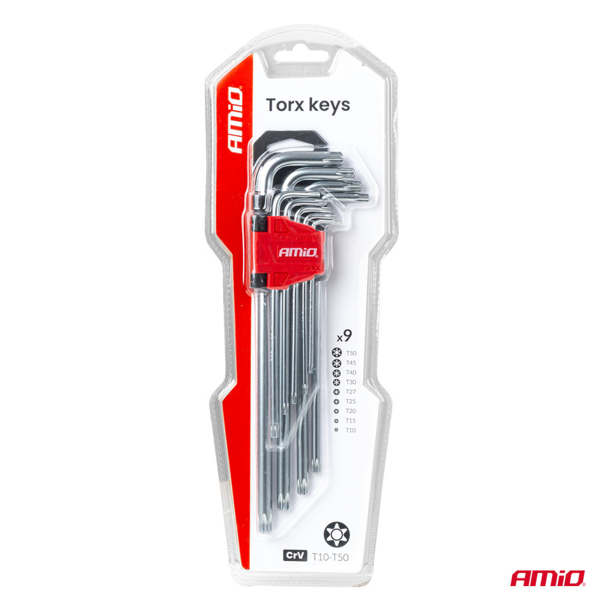 Lange TORX-Tasten, 230 mm, 9 Stück. TKL AMIO-01039