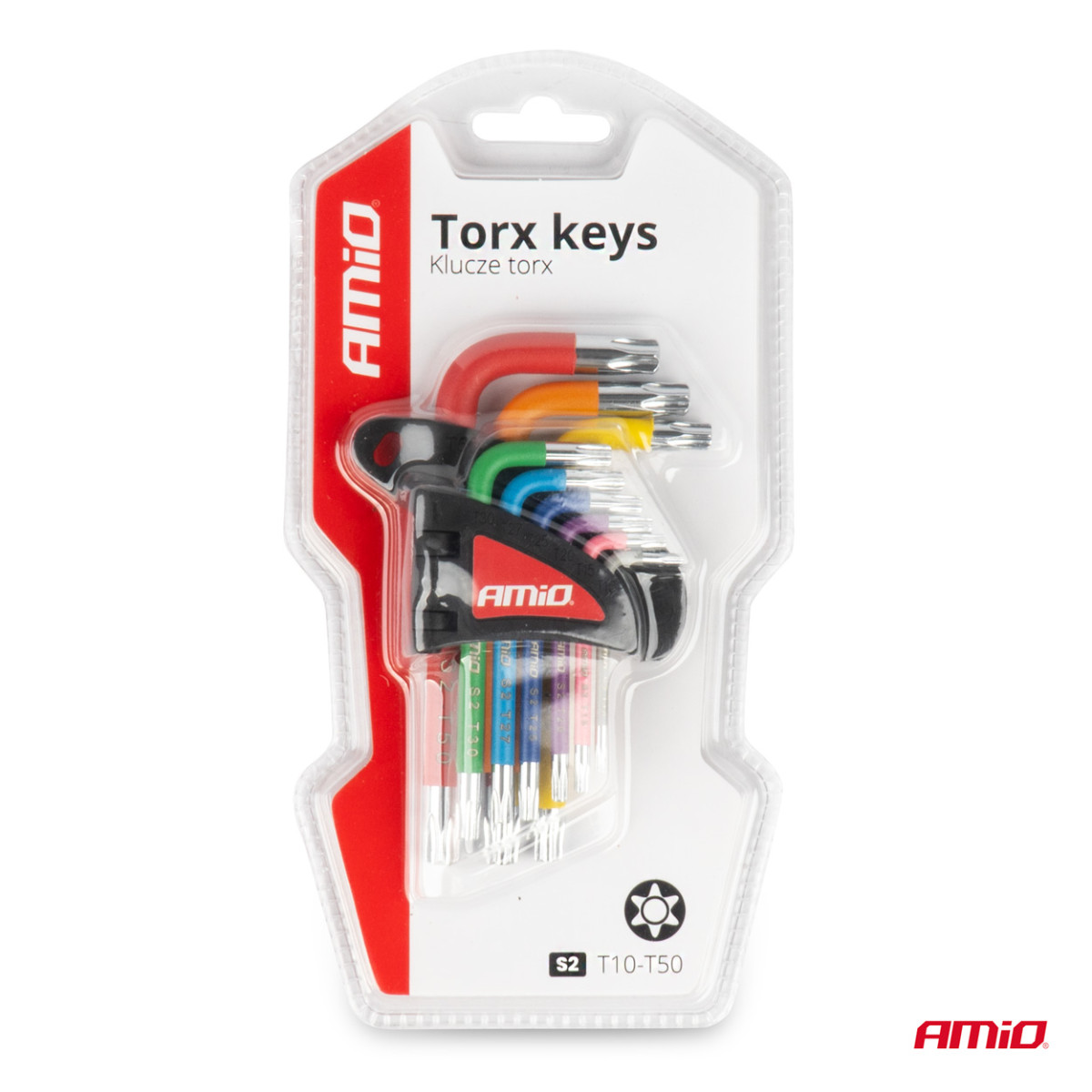 Kurze TORX-Schlüssel, 9 Stück, S2 AMIO-04300