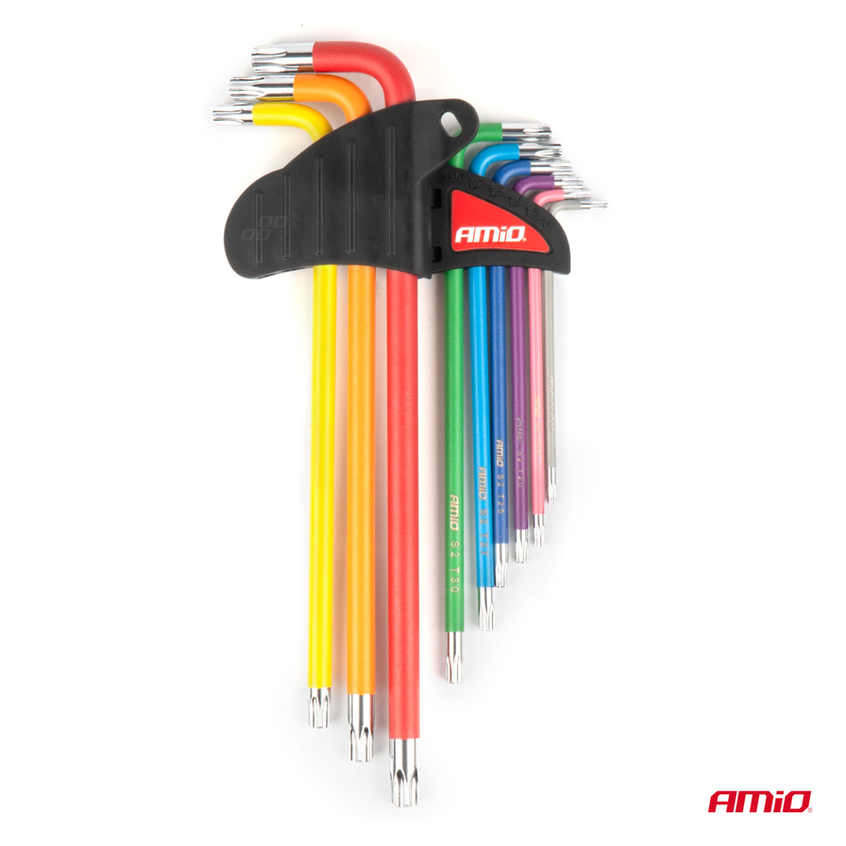 TORX-Schlüssel (Sternschlüssel), extra lang, 9 Stück, S2-Stahl, AMIO-04301