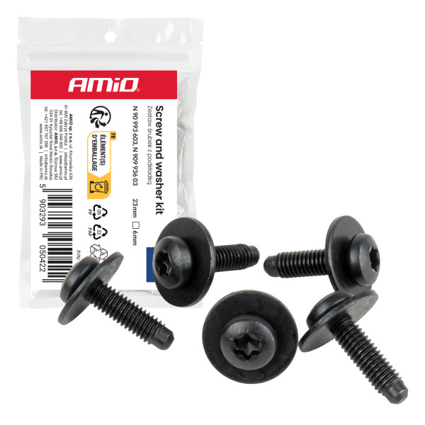 Torx-Schrauben- und Unterlegscheiben-Set Ø 6 mm, 23 mm, 5 Sätze, AMIO-05042