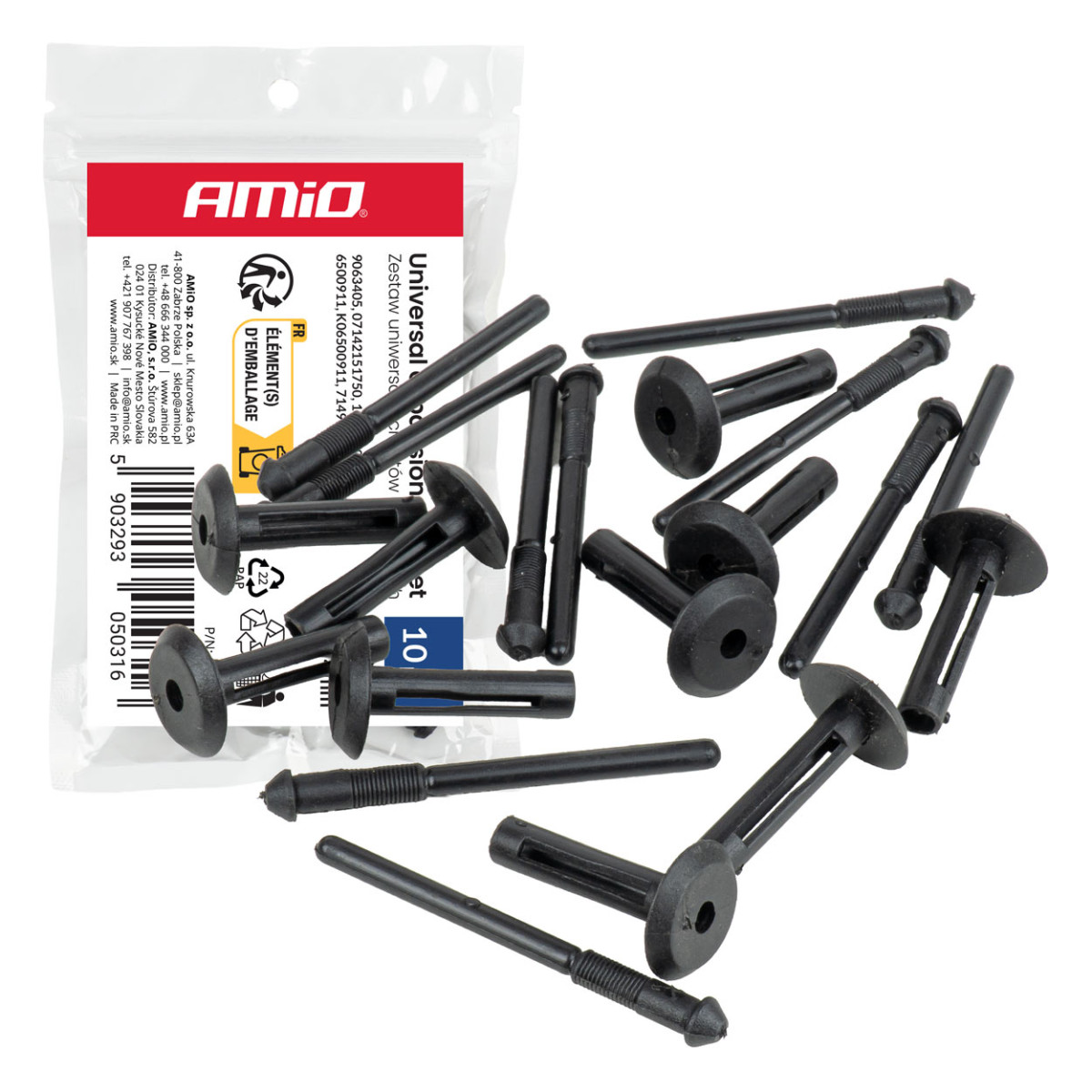 Universal-Spreiznieten-Set 54/29 mm, Ø 6/4 mm, 10 Stück, AMIO-05031