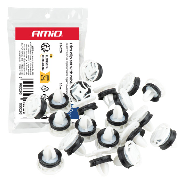 Polsterclips-Set mit Gummidichtung 20 mm, Ø 9 mm, 20 Stück, AMIO-05029