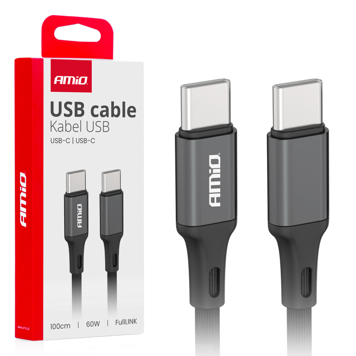 USB-C - USB-C-Kabel 60W 100 cm FullLINK AMIO-03902