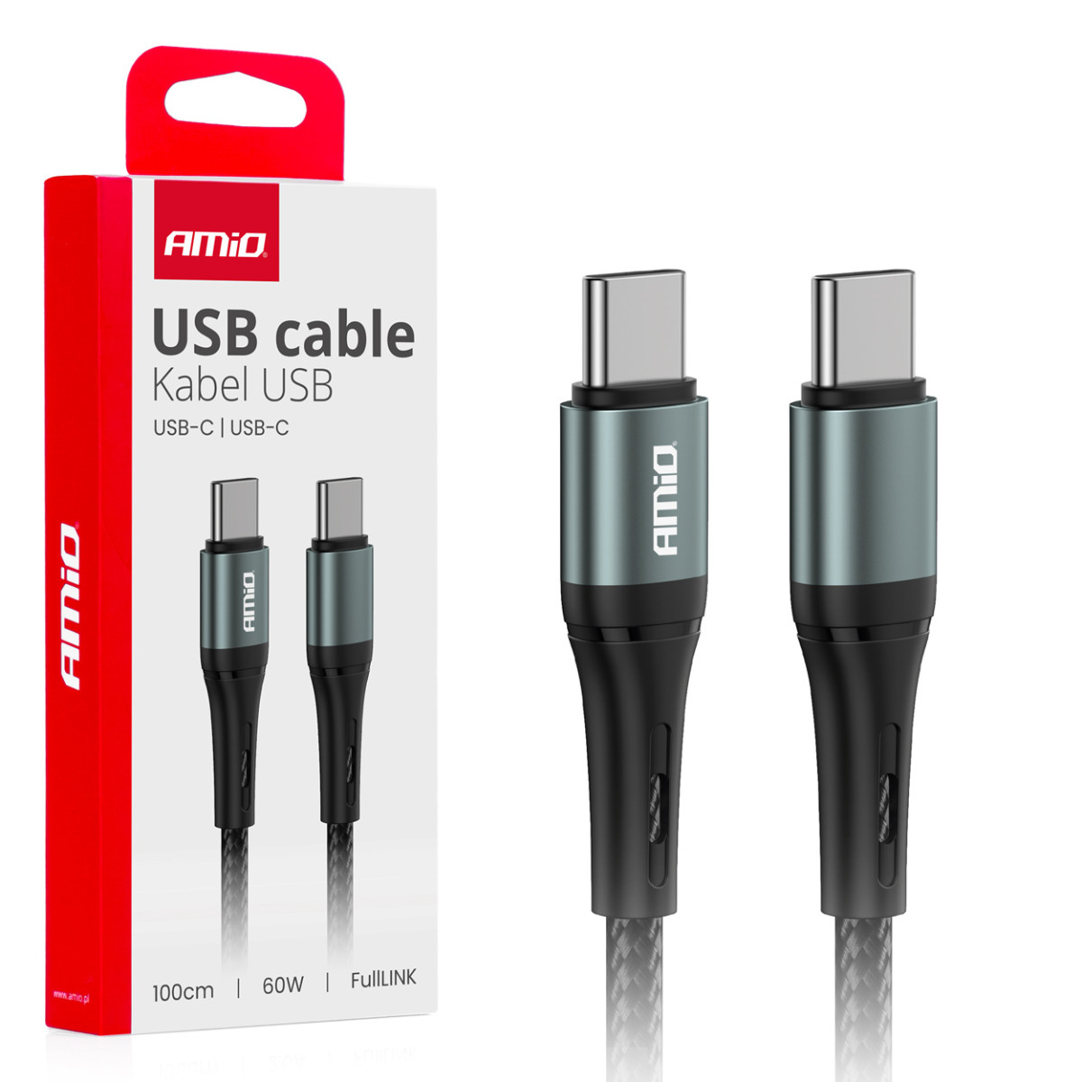 USB-C-zu-USB-C-Ladekabel 60 W 100 cm FullLINK AMIO-03914