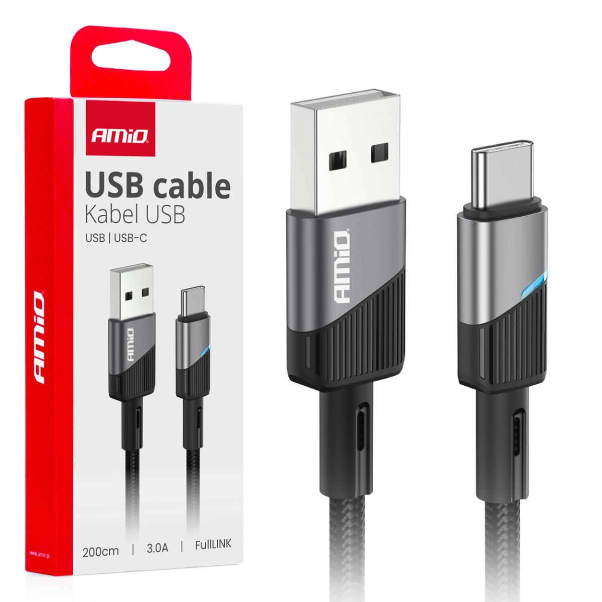 USB-zu-USB-C-Kabel 3A 200 cm FullLINK AMIO-03924