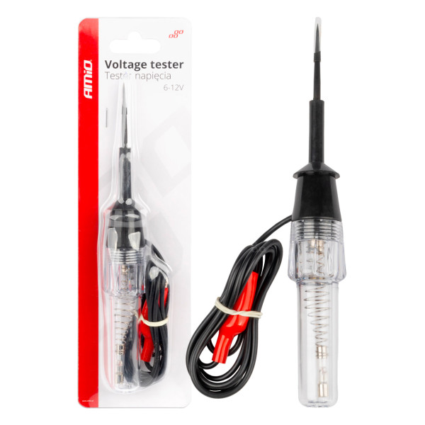 Kfz-Spannungsprüfer 6–12 V mit Krokodilklemme, AMIO-04272