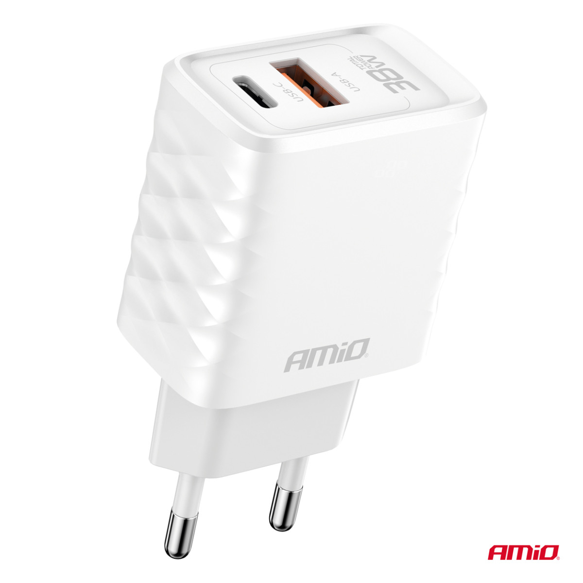 Wandladegerät Schnellladung GaN 38W USB-A + USB-C AMIO-04287