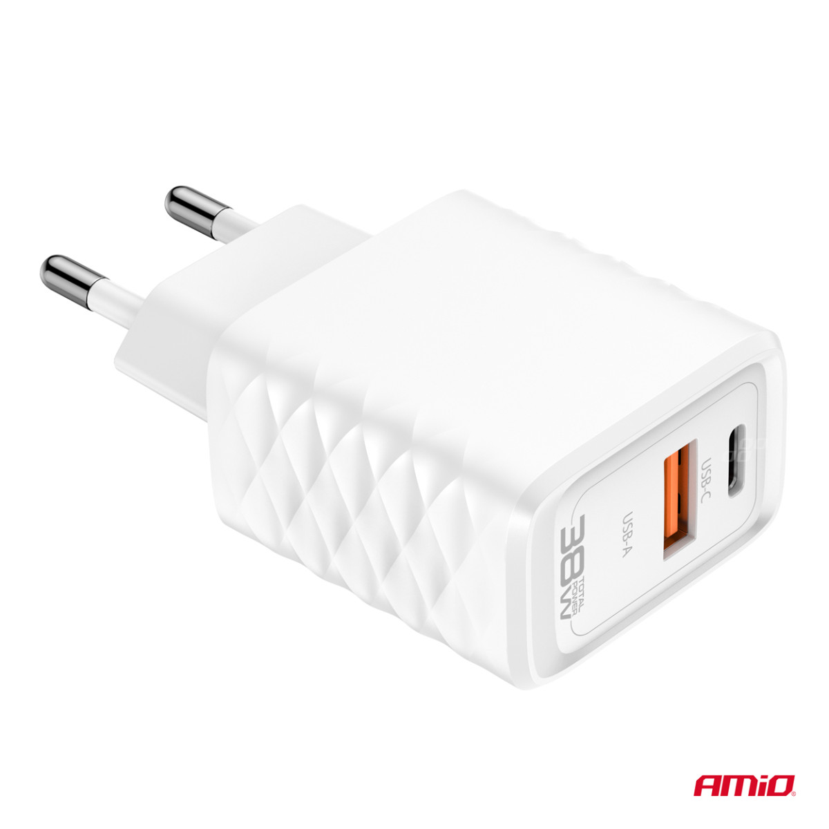 Wandladegerät Schnellladung GaN 38W USB-A + USB-C AMIO-04287