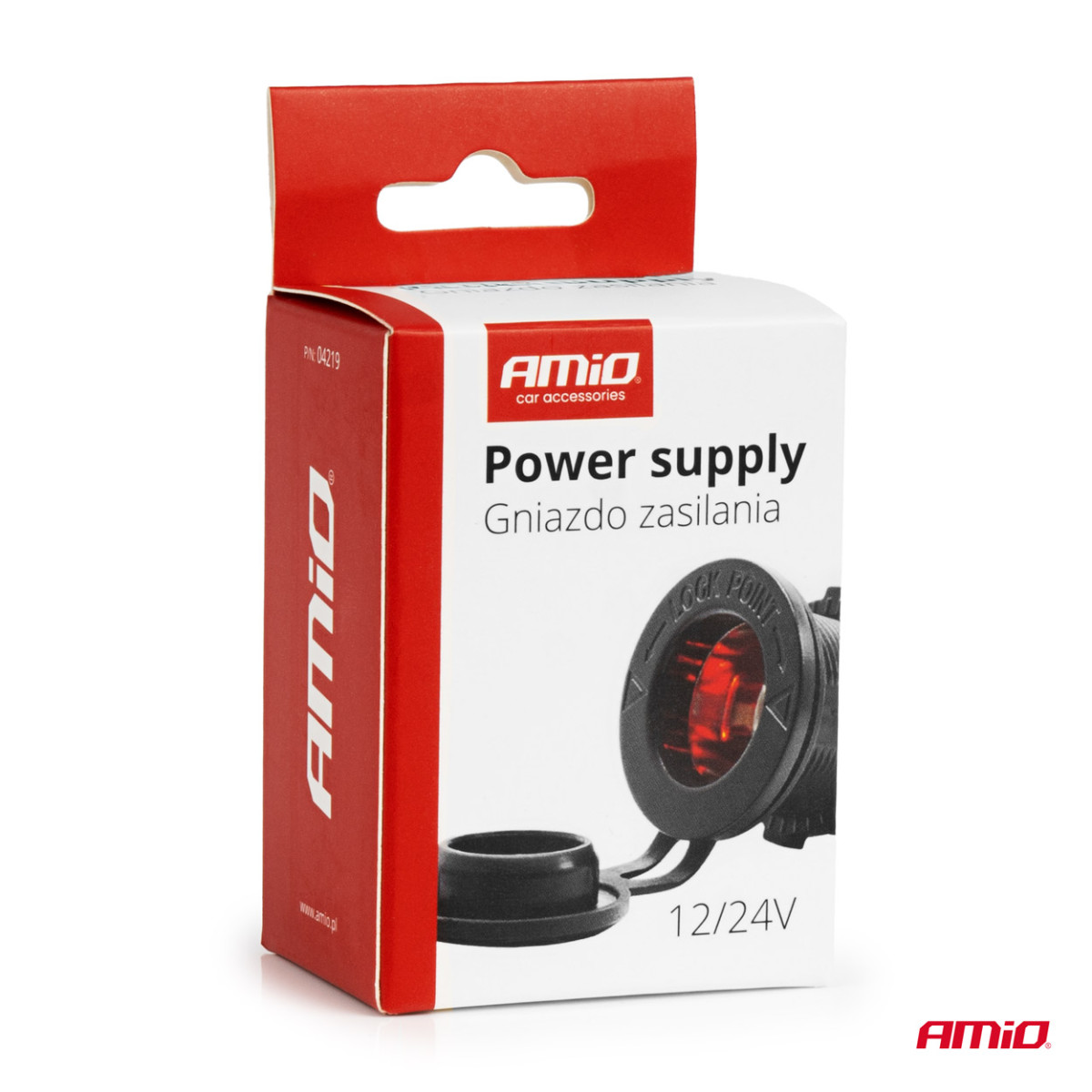 Wasserdichte Kfz-Zigarettenanzünderbuchse mit roter LED-Beleuchtung, 12/24 V AMIO-04219