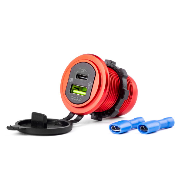 Wasserdichtes Autoladegerät USB + USB-C 12/24 V MOD-09, AMIO-02859