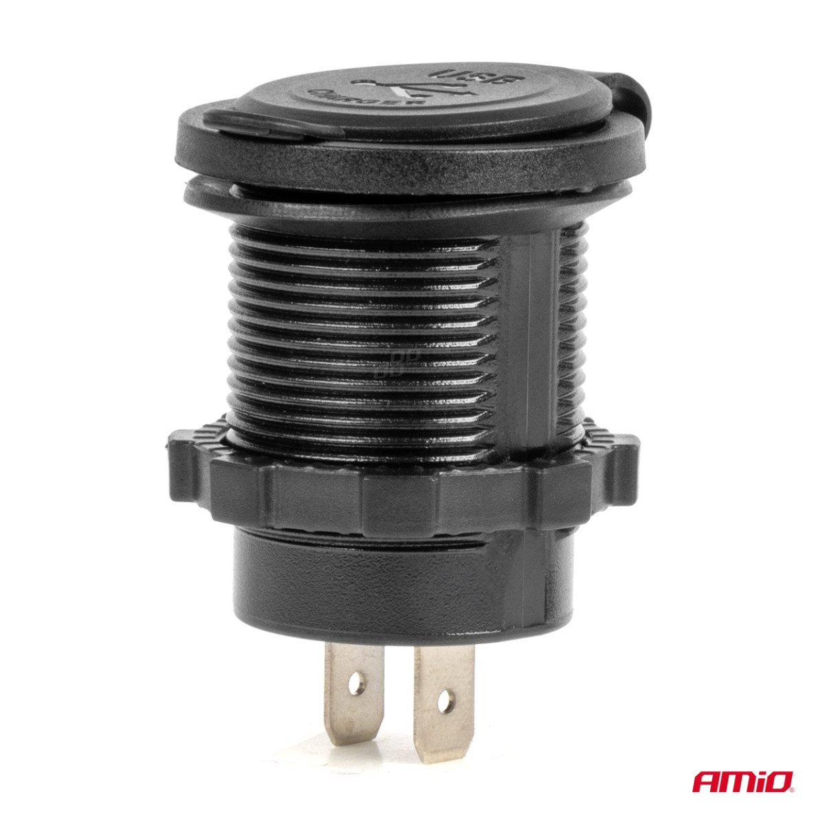 Wasserdichtes Handy-Ladegerät mit blauer LED-Anzeige, 3,1 A, 2x USB 12/24 V, AMIO-04216