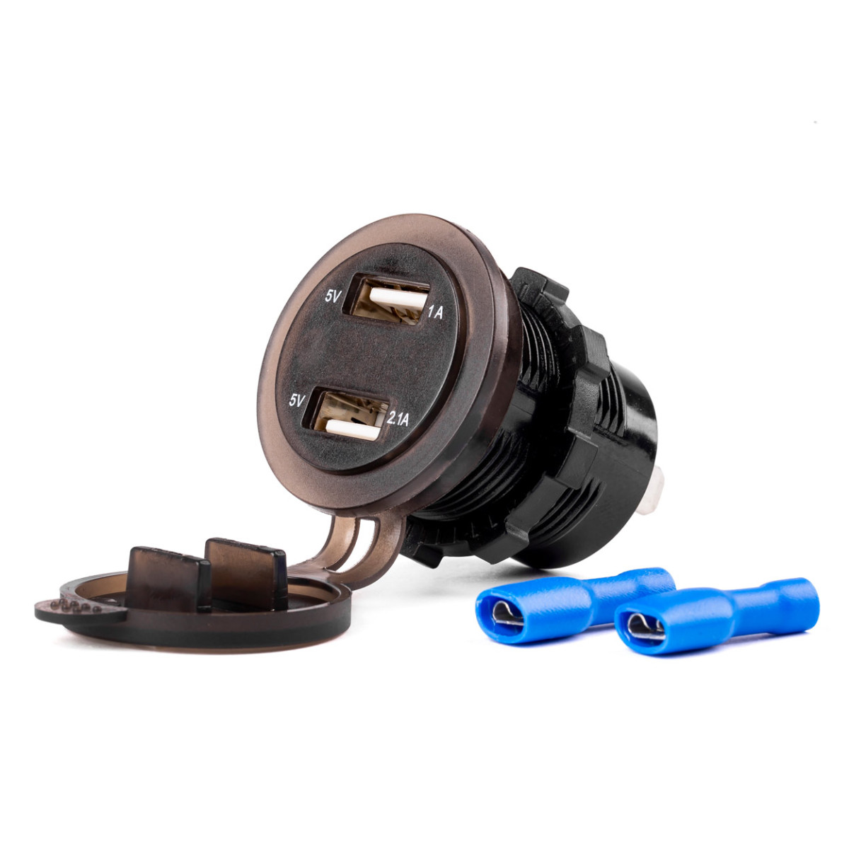 Wasserdichtes Handy-Ladegerät mit digitalem Voltmeter, 2xUSB 12/24V MOD-06