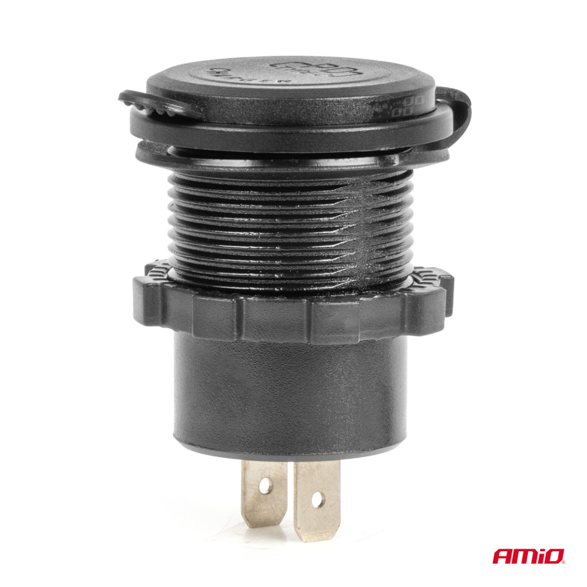 Wasserdichtes Handy-Ladegerät mit roter LED-Beleuchtung, USB + 2xUSB C QC3.0 12/24V AMIO-04227