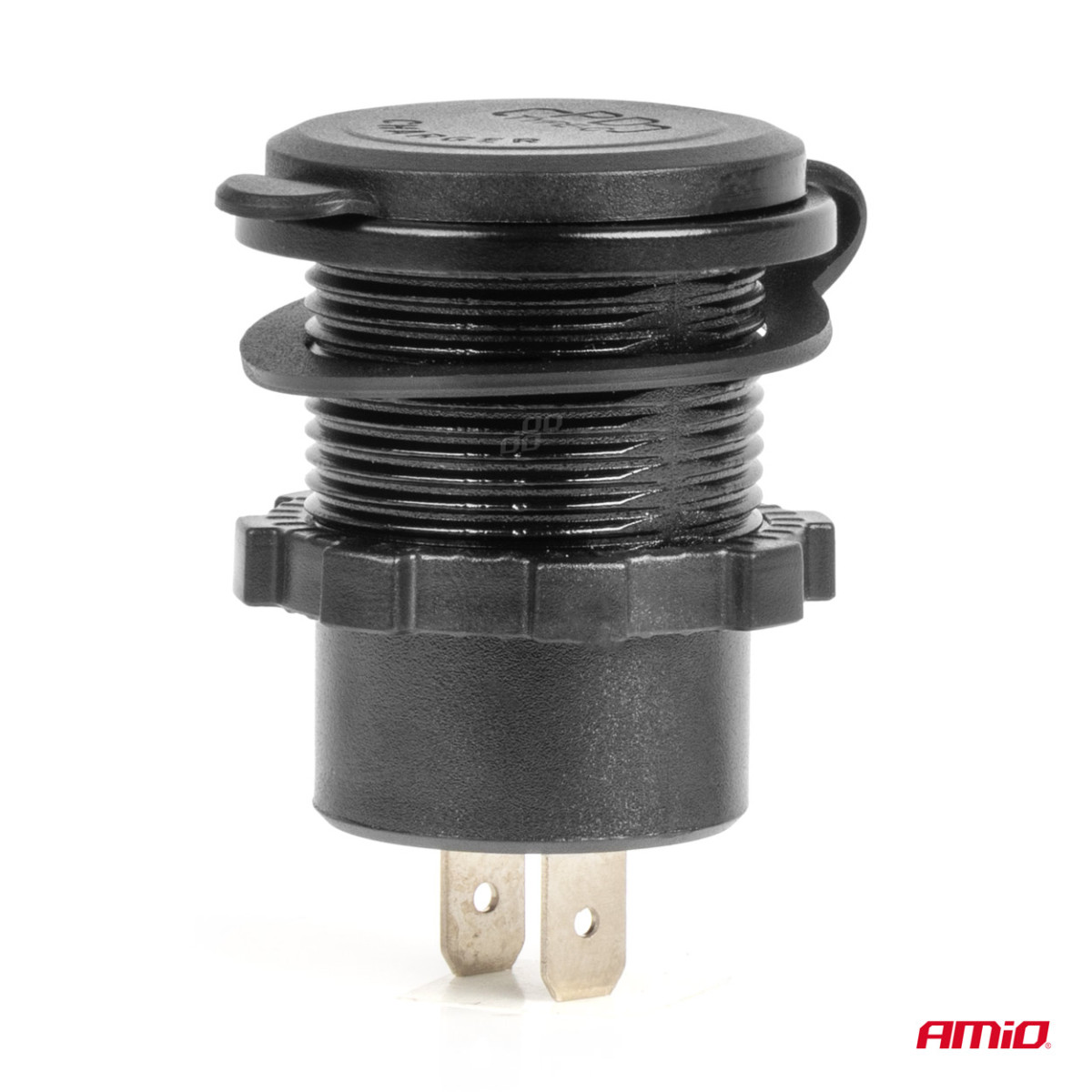 Wasserdichtes Handy-Ladegerät mit Digitalvoltmeter und roter LED-Anzeige, USB + USB-C QC3.0 12/24V AMIO-04222