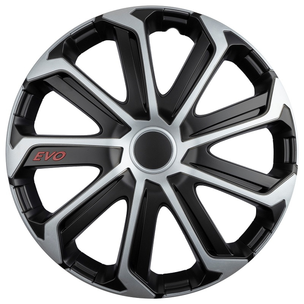 Radkappe 1-teilig EVO, schwarz und silber 15"