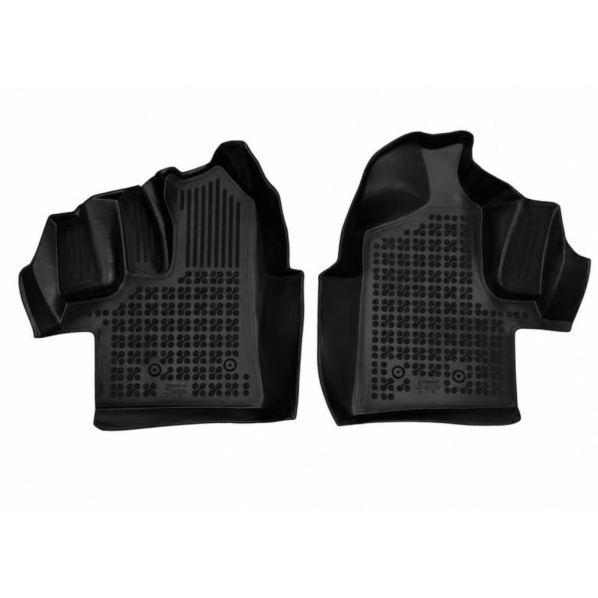 Gummimatten Ford Transit IV 2015-2021 (front, vinyl flooring, Version for the U.S. market, with built-up space under the seats - high-sided floor mats)